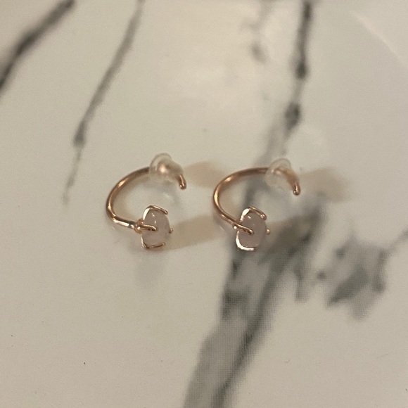 Rose Quartz Ear Huggies Set in Rose Gold. - Picture 1 of 3
